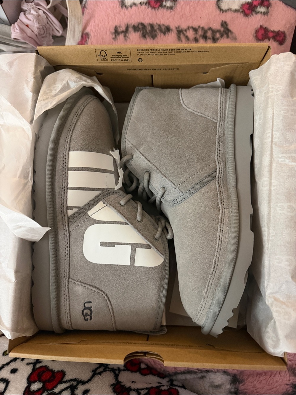 UGG Chukka Boots in Light Gray with White Logo
